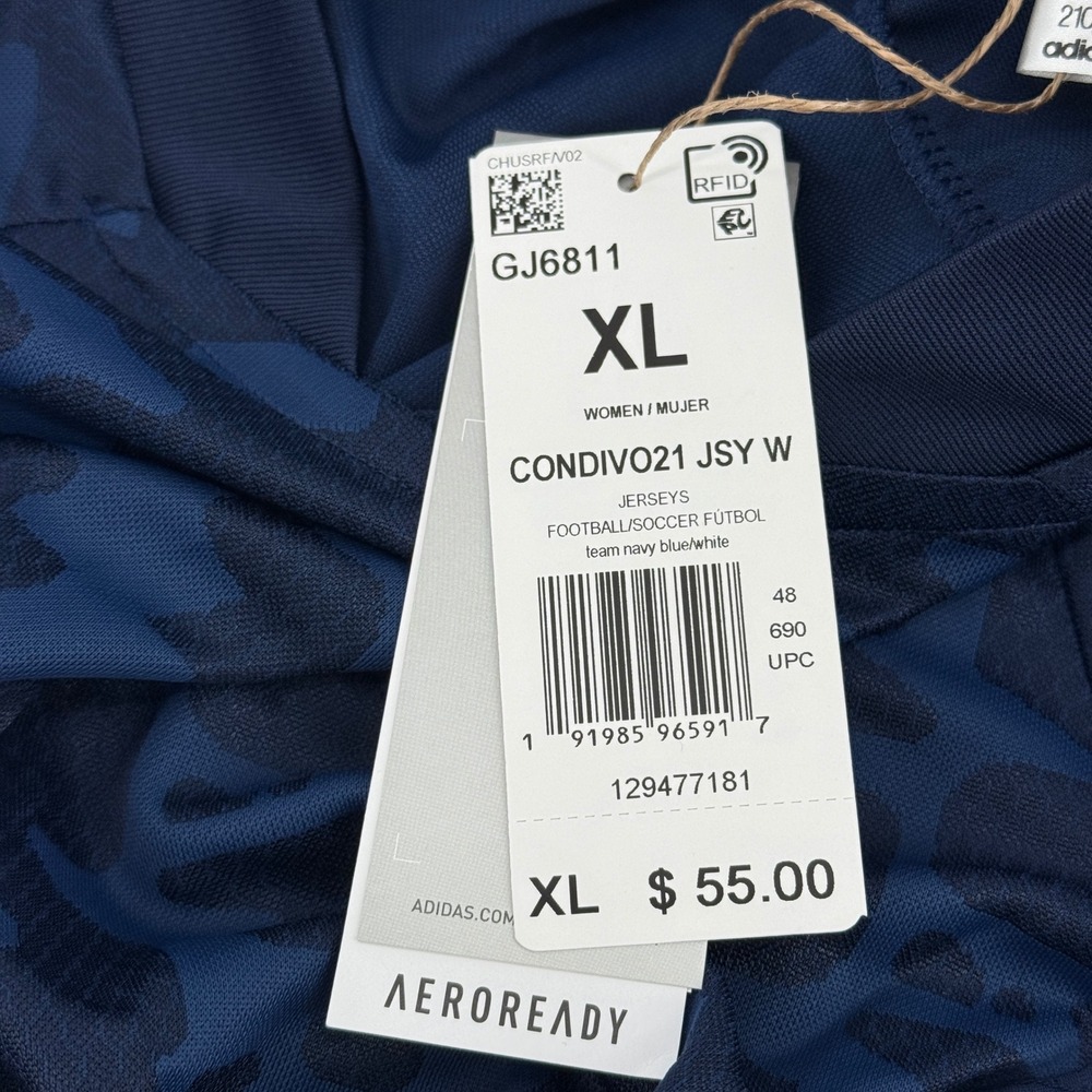 Adidas Primeblue Condivo21 Womens XL Football Soccer Jersey Team Navy Blue NEW - Picture 9 of 10